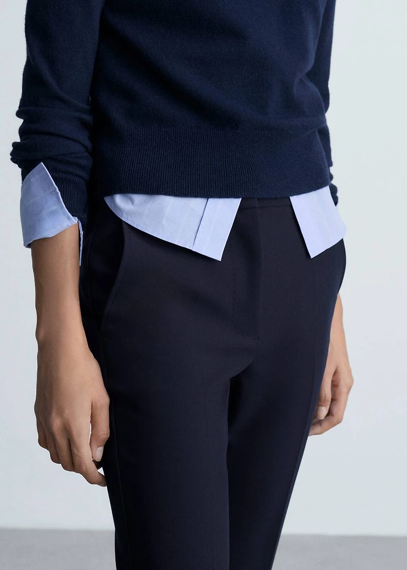 Straight-fit pleated pants