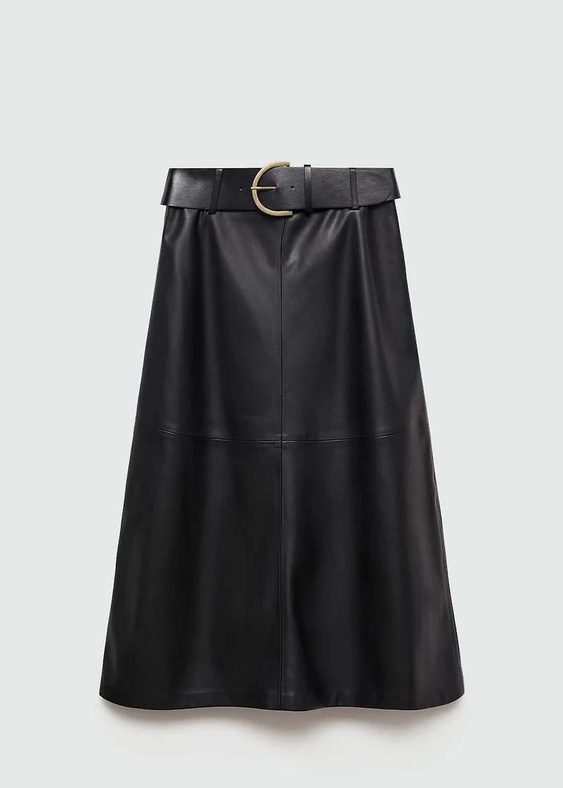 Leather-effect midi-skirt