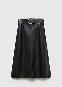 Leather-effect midi-skirt