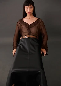 Leather-effect midi-skirt