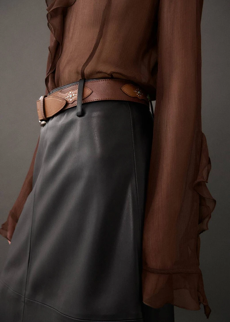 Leather-effect midi-skirt