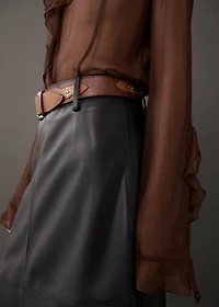 Leather-effect midi-skirt