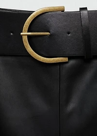 Leather-effect midi-skirt