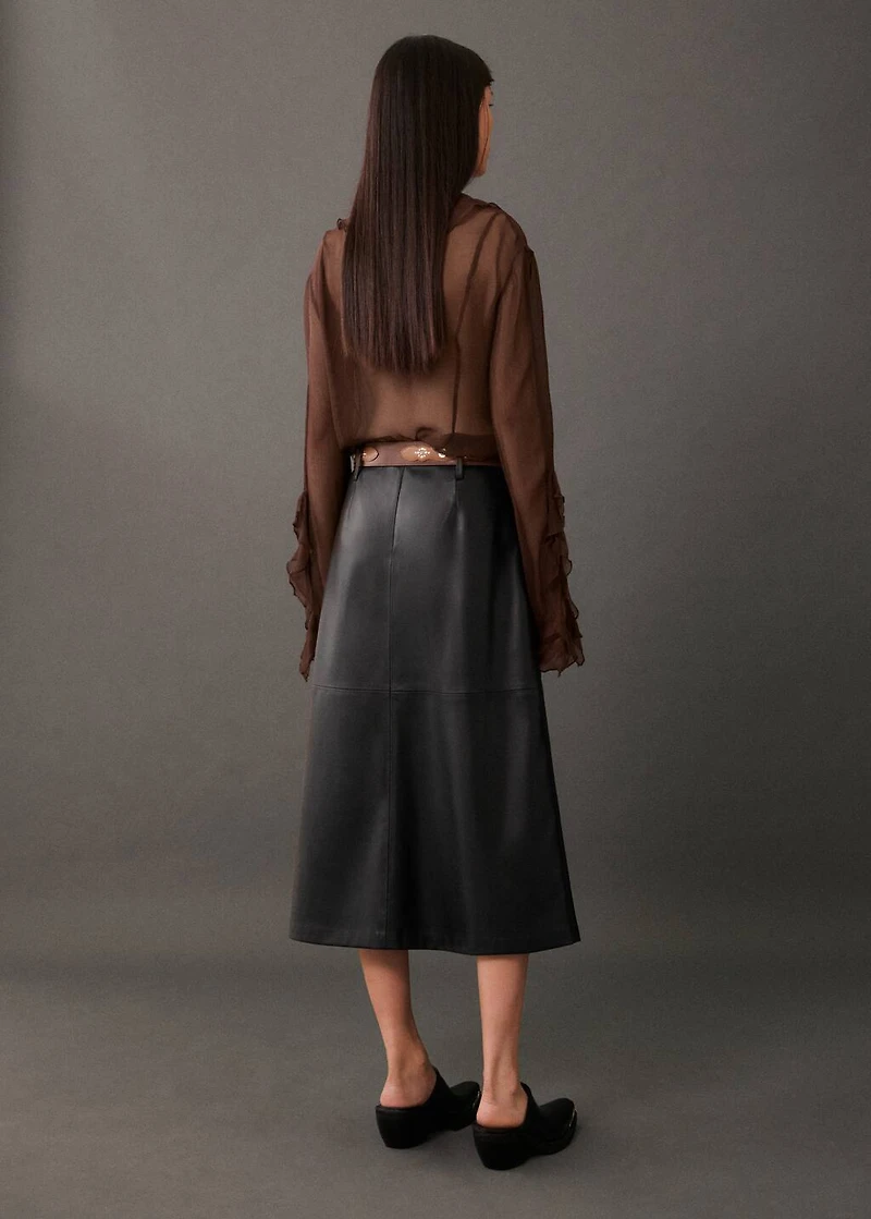 Leather-effect midi-skirt
