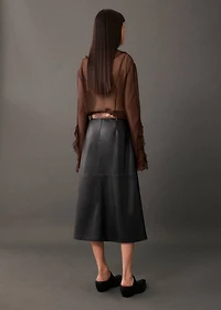 Leather-effect midi-skirt