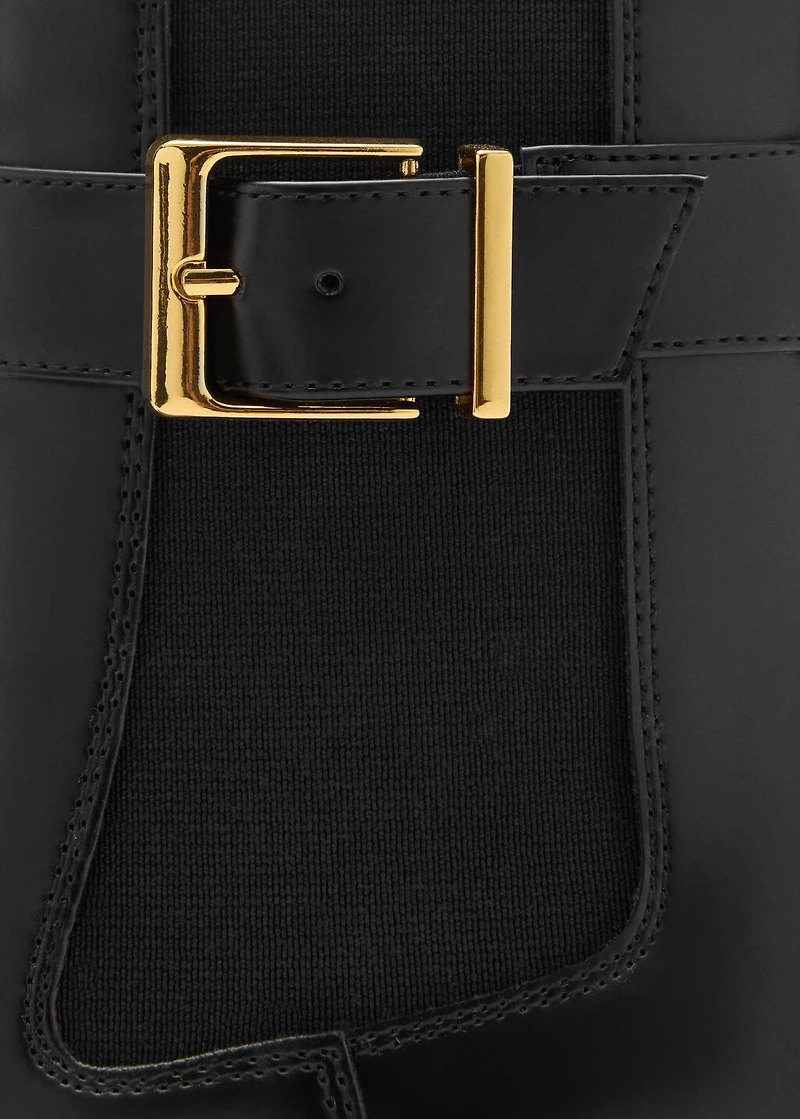 Ankle boots with elastic panel and buckle