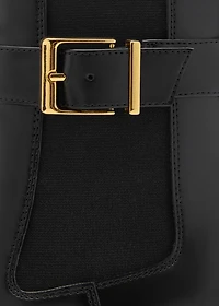 Ankle boots with elastic panel and buckle