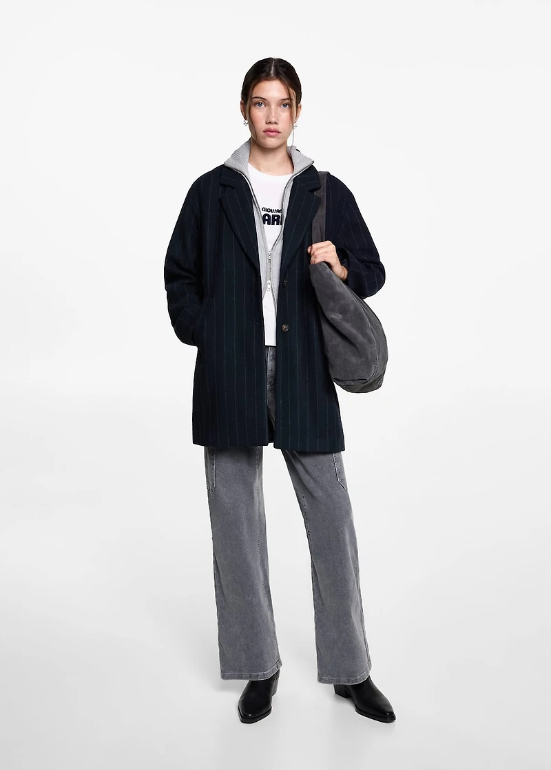 Striped wool coat
