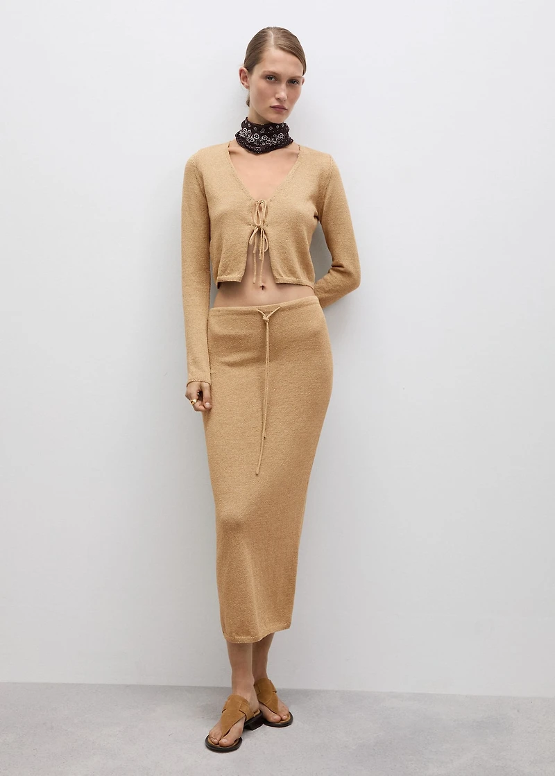 Knitted cardigan with bow