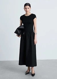 Flared dress combined fabric