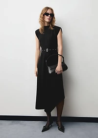 Asymmetrical dress with belt