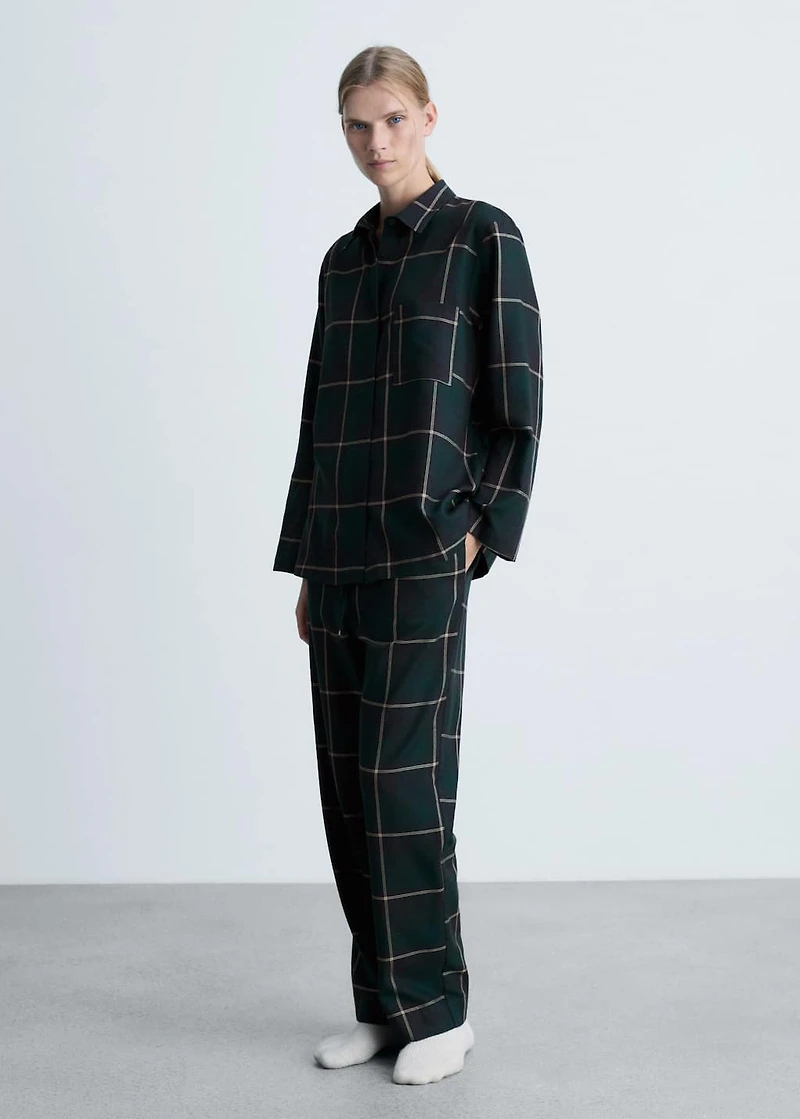 Check flannel pyjama shirt