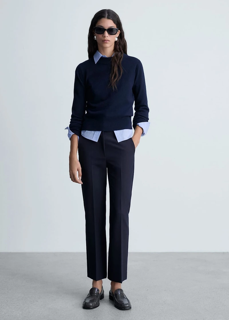 Straight-fit pleated pants