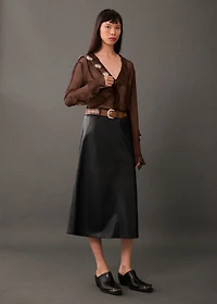 Leather-effect midi-skirt