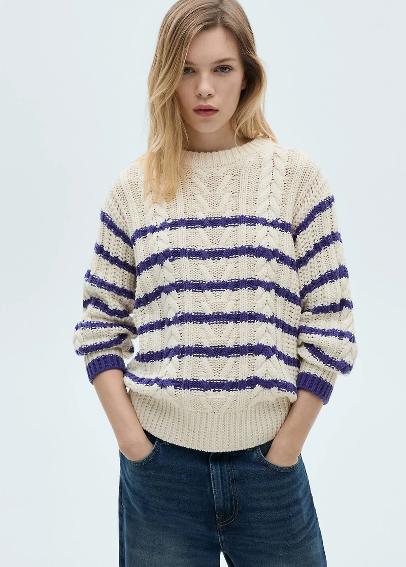 Striped braided sweater