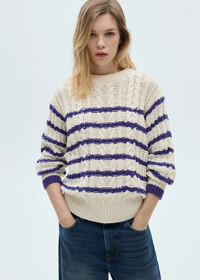 Striped braided sweater