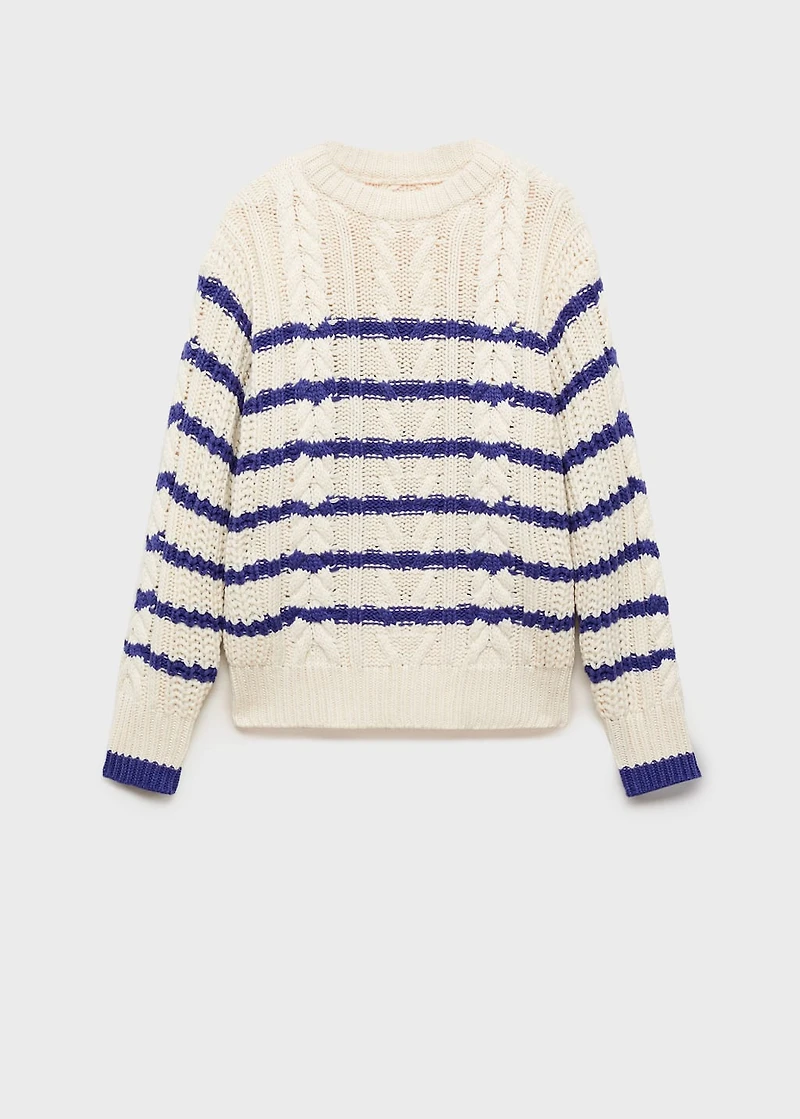 Striped braided sweater