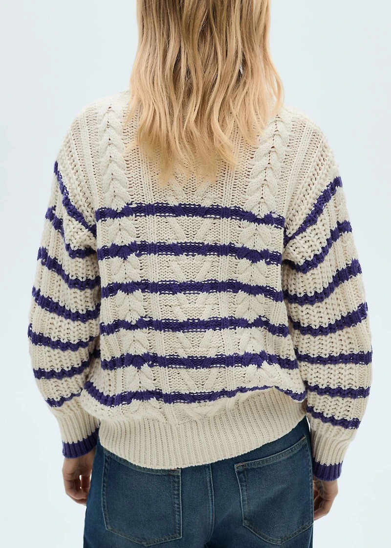 Striped braided sweater