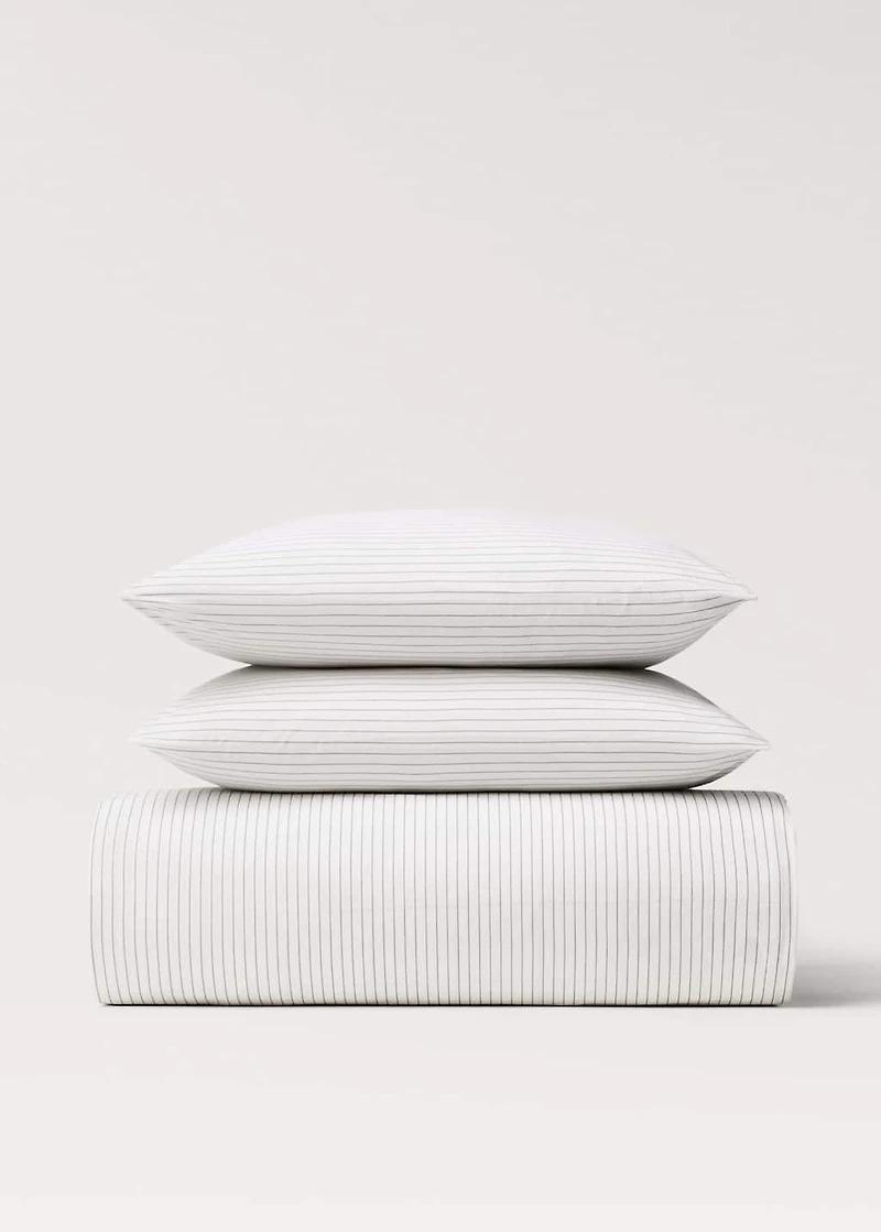 Cotton percale reversible striped duvet cover for 135/140 cm bed