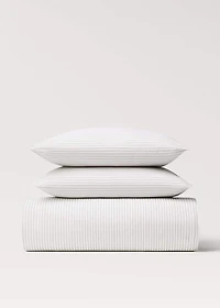 Cotton percale reversible striped duvet cover for 135/140 cm bed