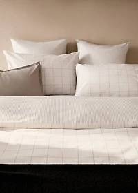 Cotton percale reversible striped duvet cover for 135/140 cm bed