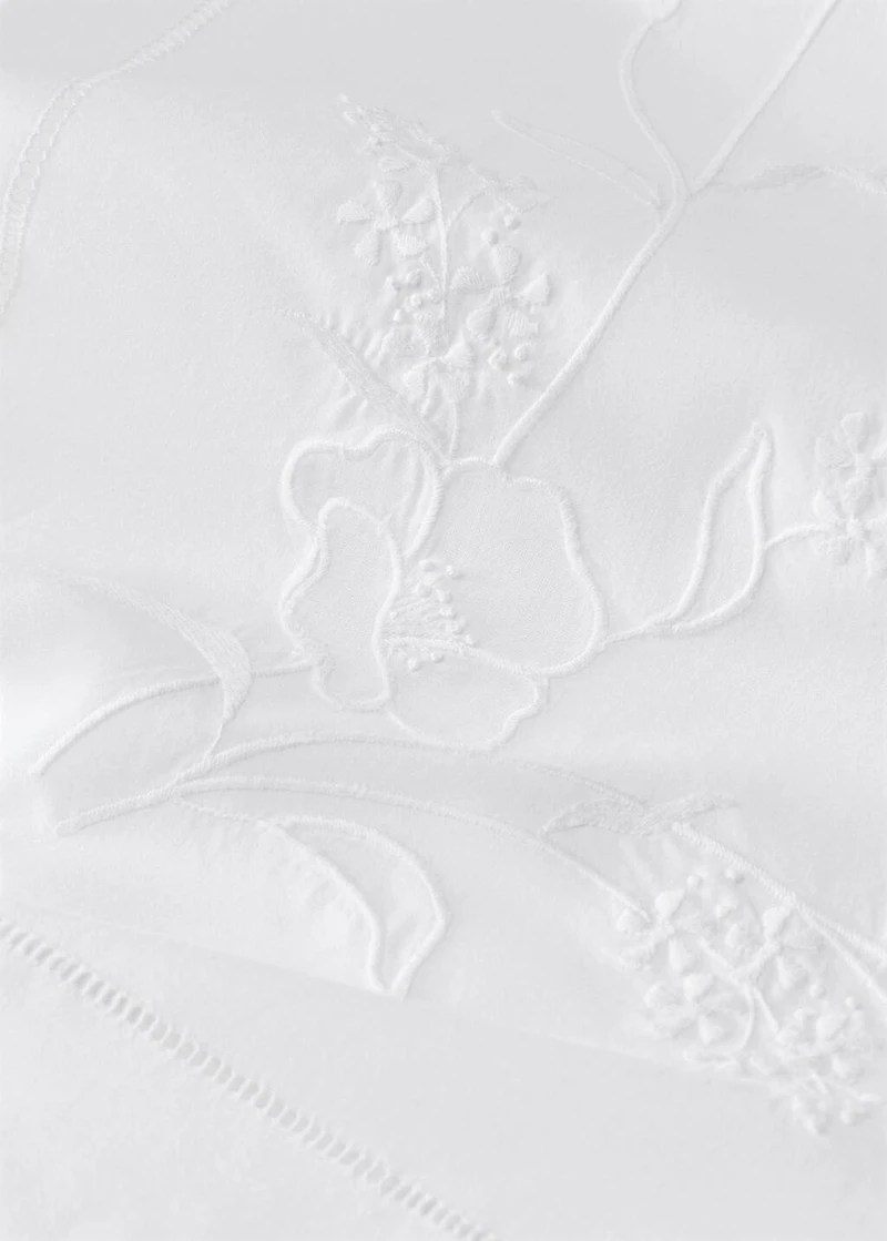 Cotton duvet cover with hand-embroidered flowers for 180/220 cm bed