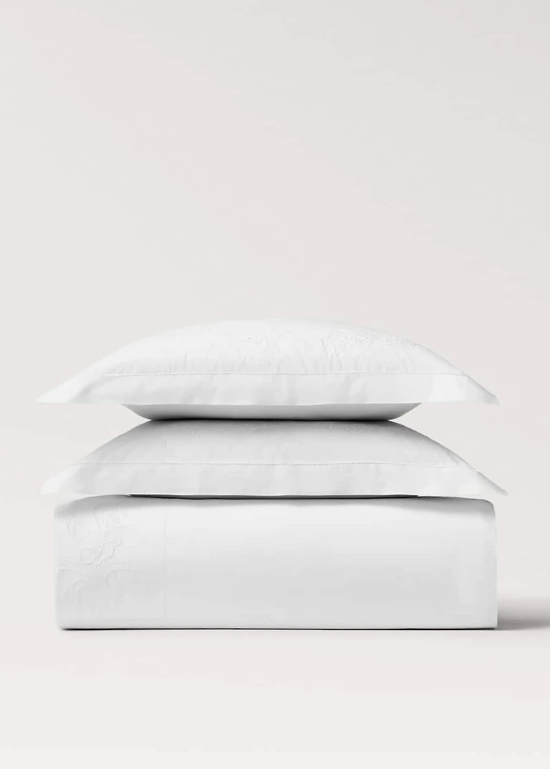 Cotton duvet cover with hand-embroidered flowers for 180/220 cm bed