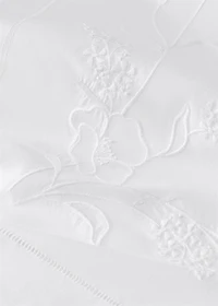 Cotton duvet cover with hand-embroidered flowers for 135/140 cm bed