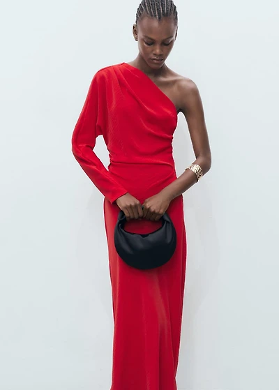 Asymmetric draped gown