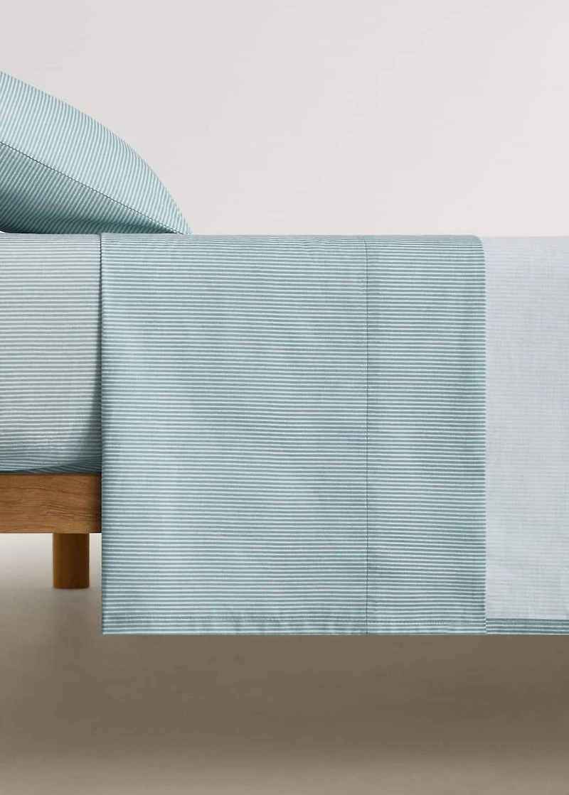 Cotton percale striped top sheet for crib
