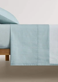 Cotton percale striped top sheet for crib