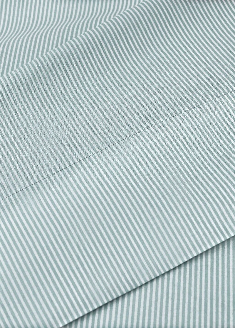 Cotton percale striped top sheet for crib