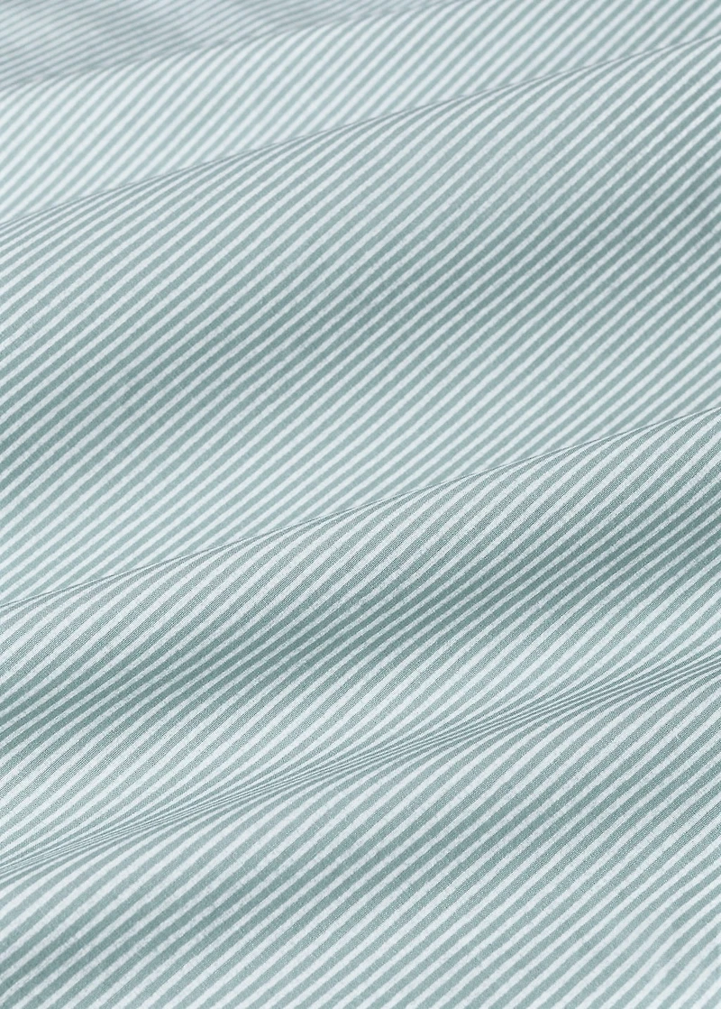 Cotton percale striped top sheet for crib