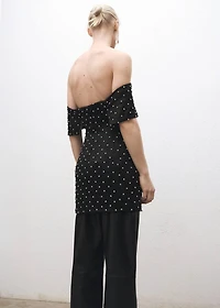 Strapless dress with shiny details