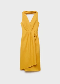Linen pleated midi-dress