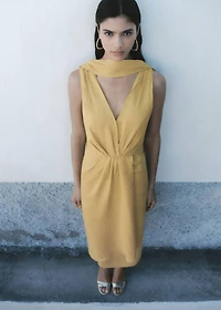 Linen pleated midi-dress