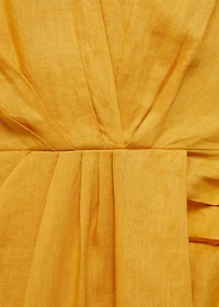 Linen pleated midi-dress