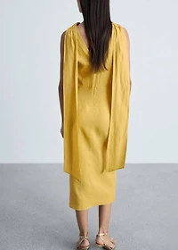 Linen pleated midi-dress