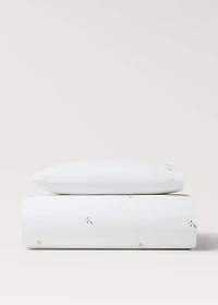 Cotton percale embroidered-flower duvet cover for crib