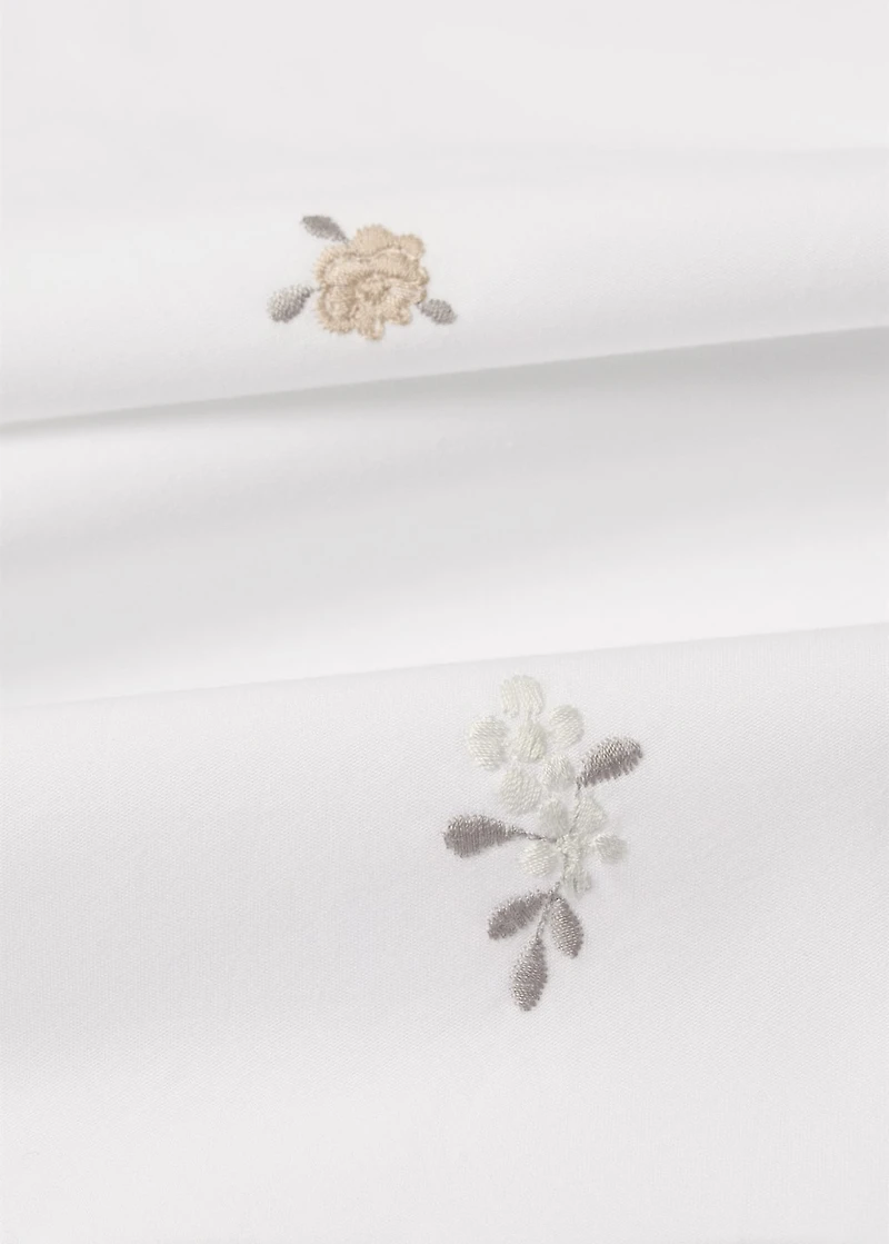 Cotton percale embroidered-flower duvet cover for crib