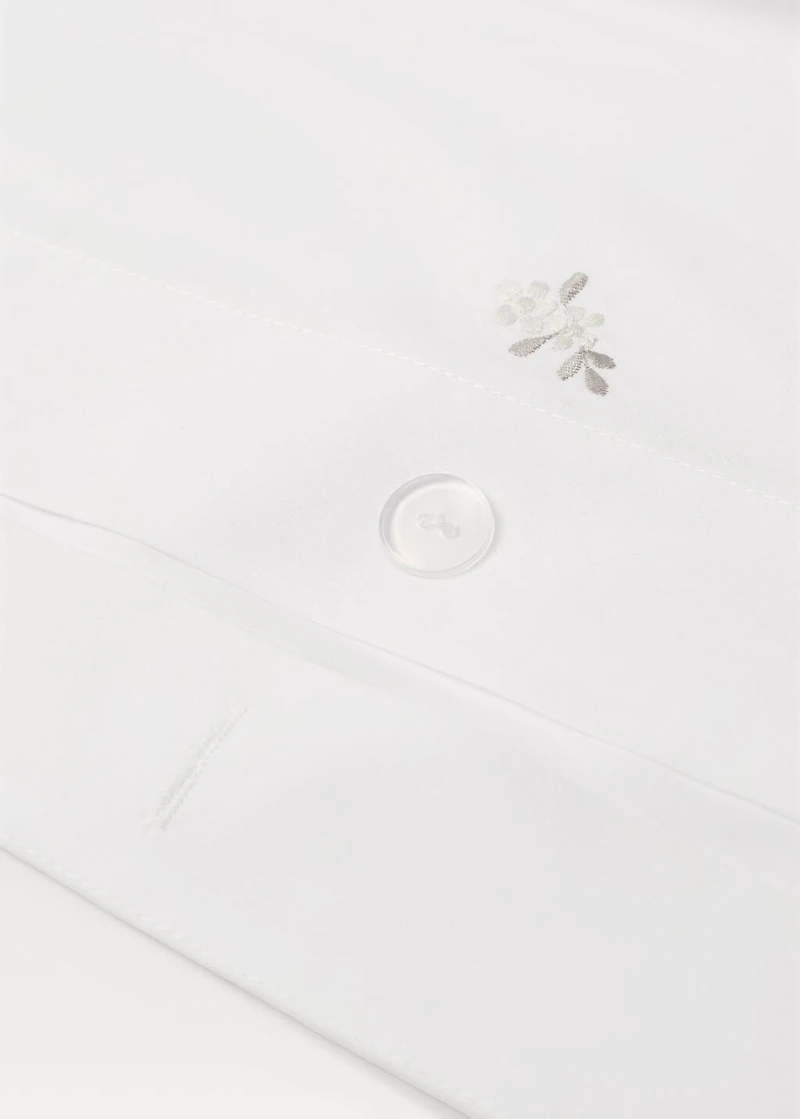 Cotton percale embroidered-flower duvet cover for crib