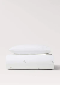 Cotton percale embroidered-flower children's duvet cover for 90 cm bed