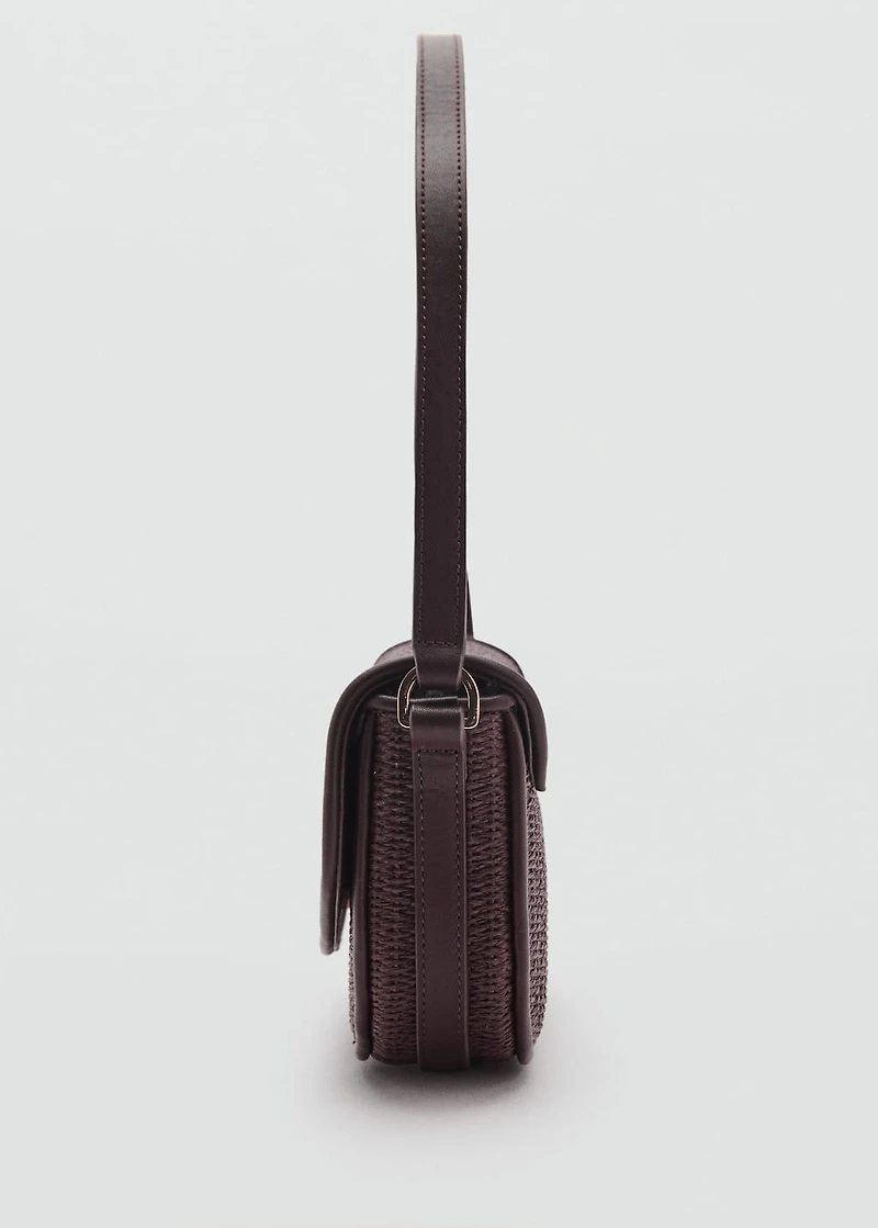 Raffia shoulder bag with flap
