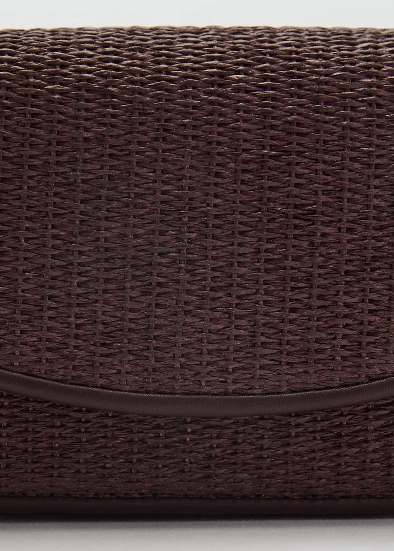 Raffia shoulder bag with flap