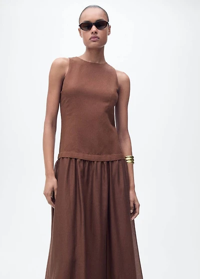 Combined fabric midi-dress