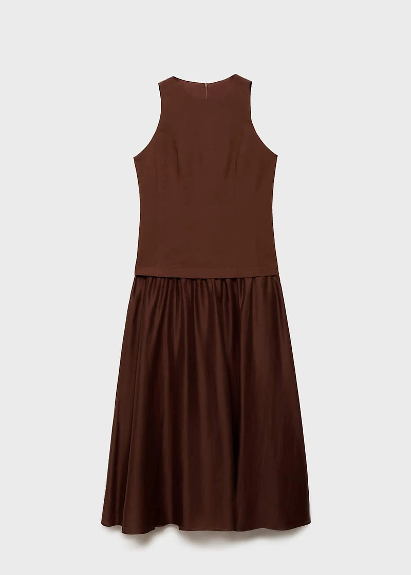 Combined fabric midi-dress