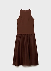 Combined fabric midi-dress