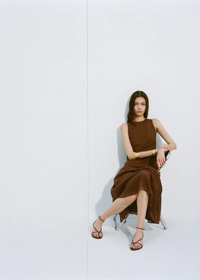 Combined fabric midi-dress