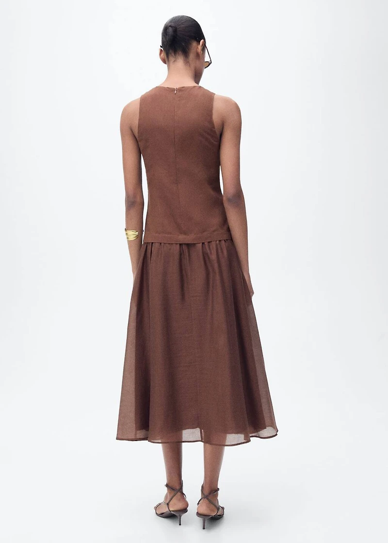 Combined fabric midi-dress
