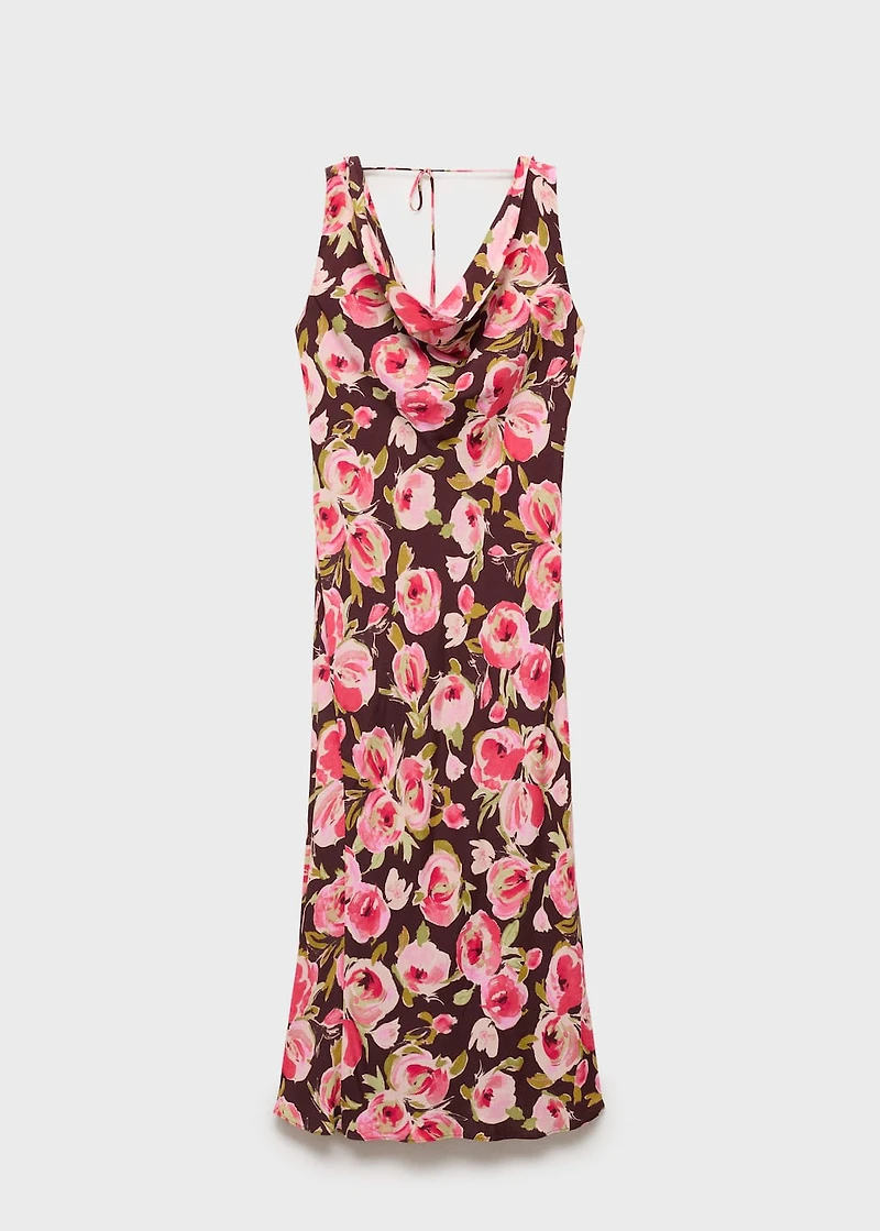 Floral dress with draped neck